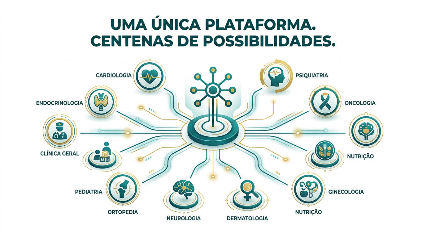Uma única plataforma adaptável a centenas de especialidades